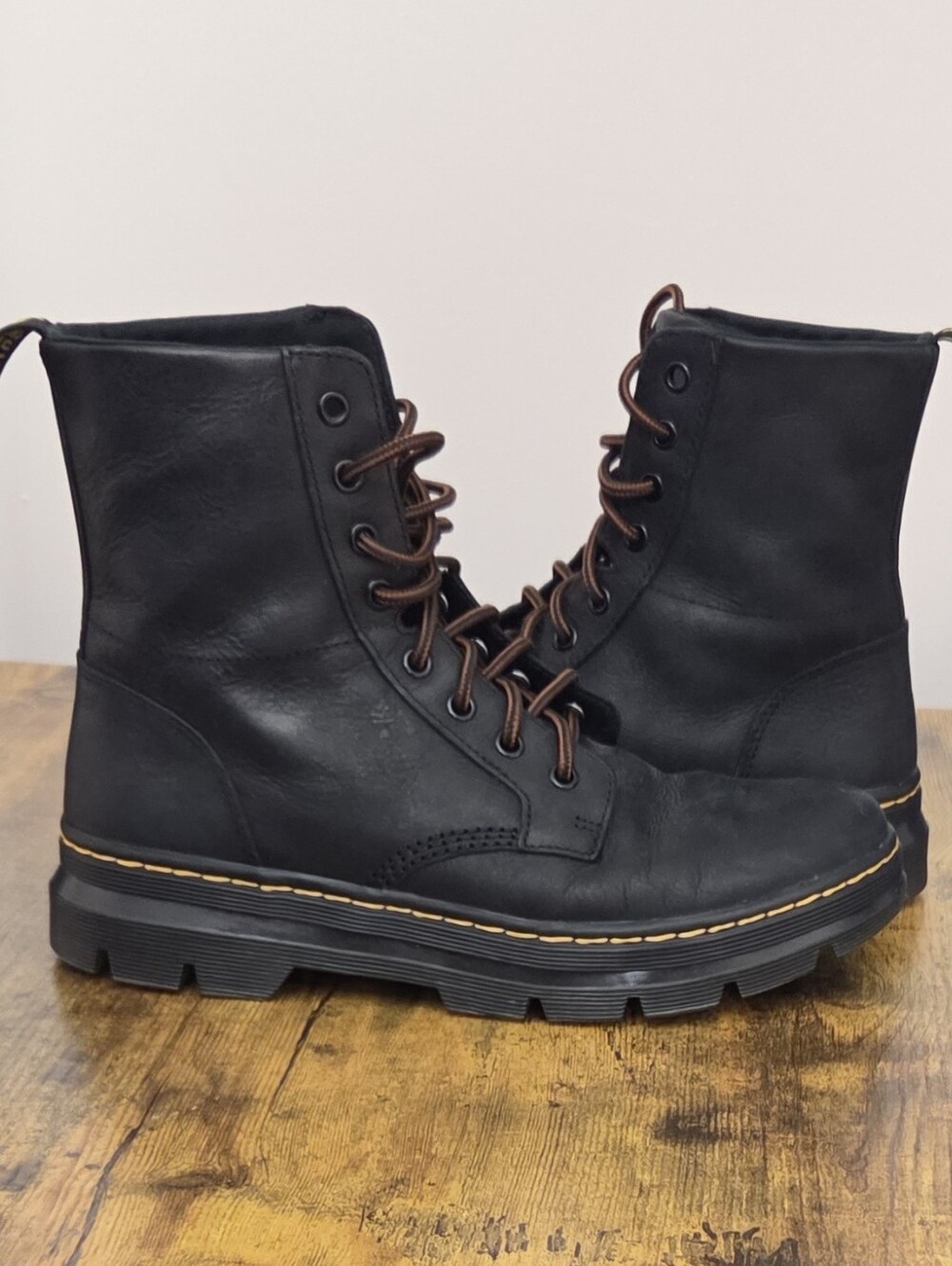 Dr. Martens Combs Leather Combat Boots Black